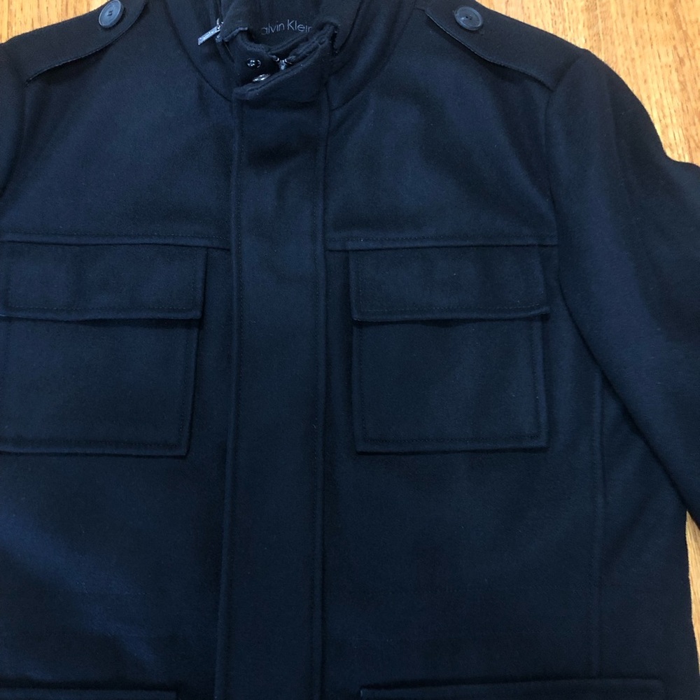 Calvin Klein Wool Blend Military Coat - Men’s Small - Black